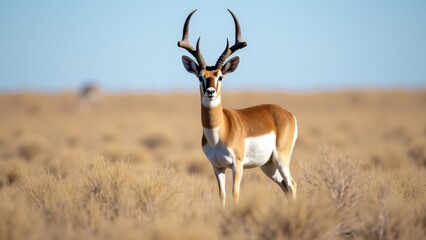 Fototapeta premium Antelope Buck Standing Proudly In Tall Grass