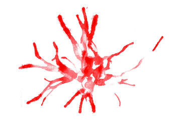 Red watercolor splash with dynamic splash effect on transparent background. Watercolor brush.