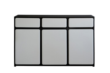 black and white chest of drawers isolated on white background