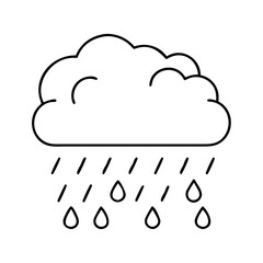 rain cloud icon, rain cloud line art - simple line art of rain cloud, perfect for rain cloud logos and icons