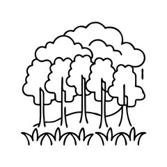 rainforest icon, rainforest line art - simple line art of rainforest, perfect for rainforest logos and icons