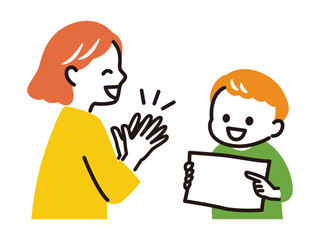 mother praise her son for his work