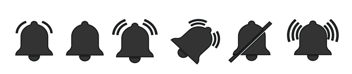 Set of notification bells isolated on white