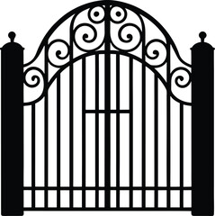 Gate Silhouette in Black | Classic Entrance Design Vector
