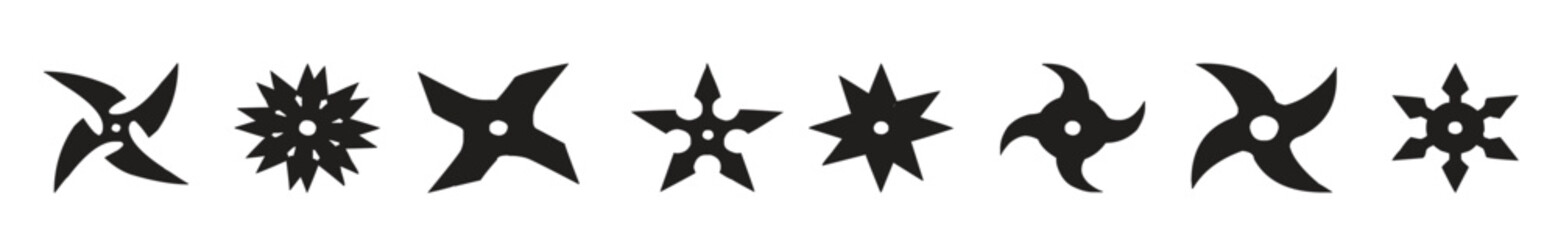 Set of Shuriken Icons with Various Shapes Vector