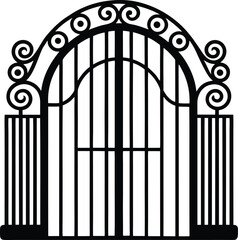 Gate Silhouette in Black | Classic Entrance Design Vector