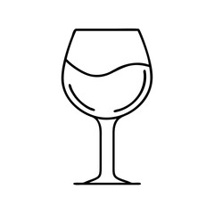 red wine glass icon, red wine glass line art - simple line art of red wine glass, perfect for red wine glass logos and icons
