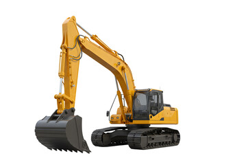 Yellow Excavator Heavy Equipment Construction Machinery transparent background