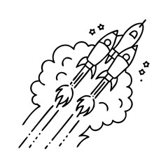 rocket exhaust flames icon, rocket exhaust flames line art - simple line art of rocket exhaust flames, perfect for rocket exhaust flames logos and icons