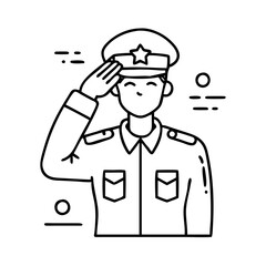 saluting soldier icon, saluting soldier line art - simple line art of saluting soldier, perfect for saluting soldier logos and icons