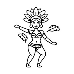 samba dancer icon, samba dancer line art - simple line art of samba dancer, perfect for samba dancer logos and icons