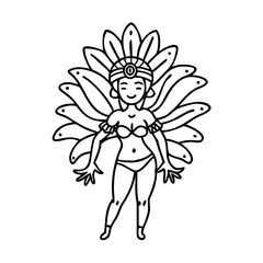 samba dancer icon, samba dancer line art - simple line art of samba dancer, perfect for samba dancer logos and icons