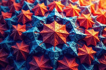 Intricate tessellation of geometric shapes, vibrant colors , seamless, repeating, illustration