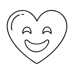smiling heart icon, smiling heart line art - simple line art of smiling heart, perfect for smiling heart logos and icons
