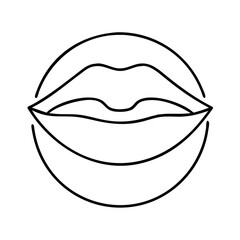 smiling lips icon, smiling lips line art - simple line art of smiling lips, perfect for smiling lips logos and icons