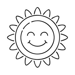 smiling sun icon, smiling sun line art - simple line art of smiling sun, perfect for smiling sun logos and icons