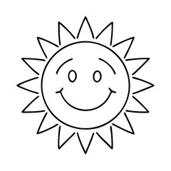 smiling sun icon, smiling sun line art - simple line art of smiling sun, perfect for smiling sun logos and icons