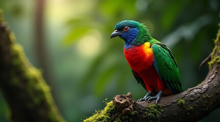 Vibrant tropical parrot in lush forest setting