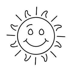 smiling sun icon, smiling sun line art - simple line art of smiling sun, perfect for smiling sun logos and icons