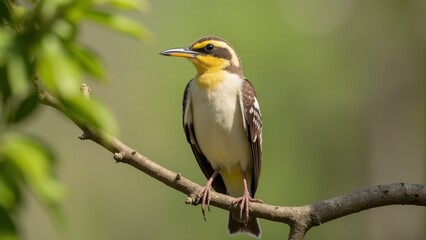 Fototapeta premium Streaked Weaver Bird Perched On Branch