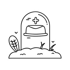 soldier s hat on grave icon, soldier s hat on grave line art - simple line art of soldier s hat on grave, perfect for soldier s hat on grave logos and icons