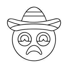 sombrero emoji icon, sombrero emoji line art - simple line art of sombrero emoji, perfect for sombrero emoji logos and icons