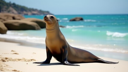 Fototapeta premium Australian Sea Lion Resting On Beach