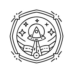space command badge icon, space command badge line art - simple line art of space command badge, perfect for space command badge logos and icons