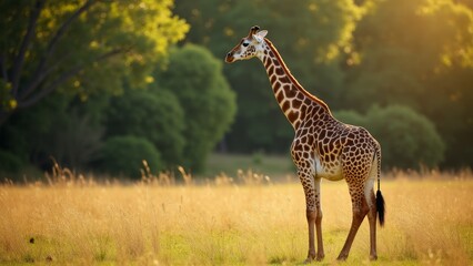Obraz premium Single Giraffe Standing In African Savanna