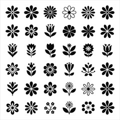 Flower icon collection - vector illustration