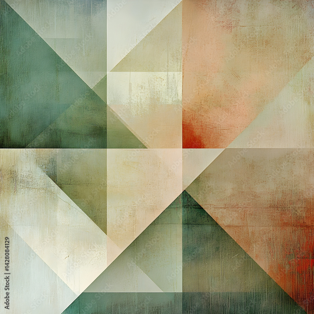 Poster geometric harmony: a study in geometric forms and textures. it captures the intersection of color an