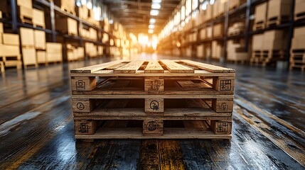 Wooden Pallets in Warehouse Logistics Storage