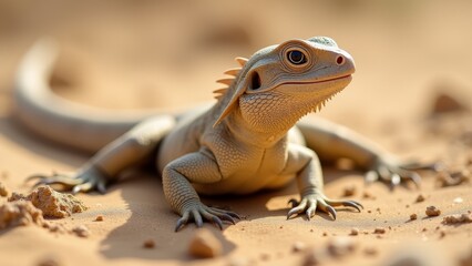 Fototapeta premium Beige Lizard Resting In The Sand