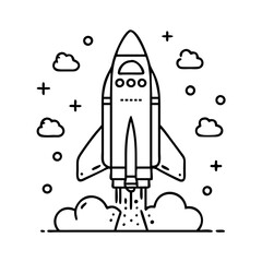 Obraz premium space shuttle icon, space shuttle line art - simple line art of space shuttle, perfect for space shuttle logos and icons