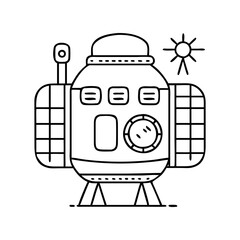 space station module icon, space station module line art - simple line art of space station module, perfect for space station module logos and icons