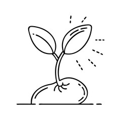 sprouting seed icon, sprouting seed line art - simple line art of sprouting seed, perfect for sprouting seed logos and icons