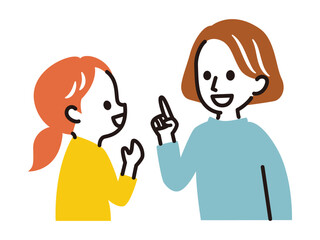 illustration of mother and daughter talking