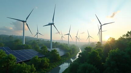 Wind turbines landscape scenic renewable energy