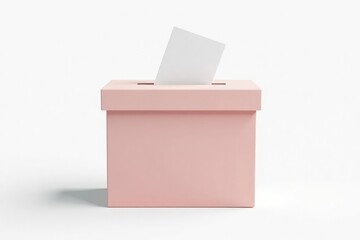 Single ballot box on plain white background; isolated , voting, polling place