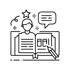 storyteller icon, storyteller line art - simple line art of storyteller, perfect for storyteller logos and icons