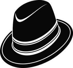 Gentleman Hat Silhouette | Classic Fedora or Top Hat Black Vector