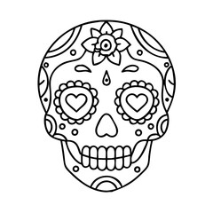 sugar skull makeup icon, sugar skull makeup line art - simple line art of sugar skull makeup, perfect for sugar skull makeup logos and icons