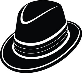 Gentleman Hat Silhouette | Classic Fedora or Top Hat Black Vector