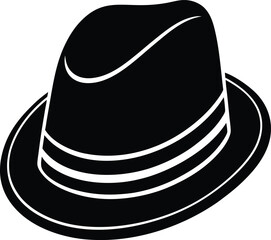 Gentleman Hat Silhouette | Classic Fedora or Top Hat Black Vector