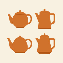 teapot collection, teapot set, Kettle flat design