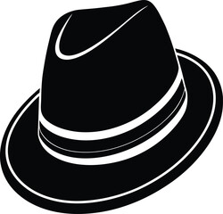 Gentleman Hat Silhouette | Classic Fedora or Top Hat Black Vector