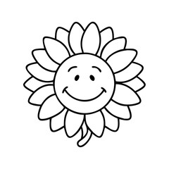 Fototapeta premium sunflower with a smile icon, sunflower with a smile line art - simple line art of sunflower with a smile, perfect for sunflower with a smile logos and icons