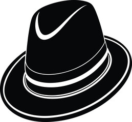 Gentleman Hat Silhouette | Classic Fedora or Top Hat Black Vector