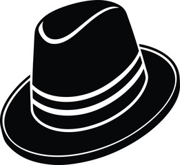 Gentleman Hat Silhouette | Classic Fedora or Top Hat Black Vector