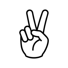 Obraz premium Peace-sign vector icon, hand gesture, black and white, minimalist style, for web design